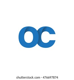 Initial letters OC overlapping fold logo blue