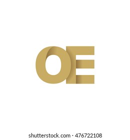 Initial letters OE overlapping fold logo brown gold