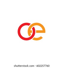 Initial letters oe, round overlapping chain shape lowercase logo modern design red orange