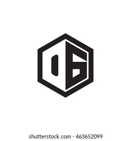 Initial letters OG negative space hexagon shape monogram logo