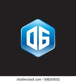 Initial letters OG rounded hexagon shape blue modern logo