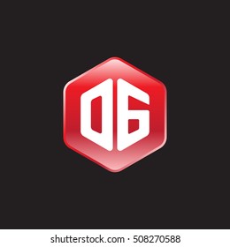 Initial letters OG rounded hexagon shape red modern logo