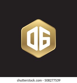 Initial letters OG rounded hexagon shape gold modern logo
