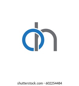 Initial letters oh, round overlapping chain shape lowercase logo modern design blue gray