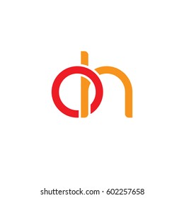 Initial letters oh, round overlapping chain shape lowercase logo modern design red orange