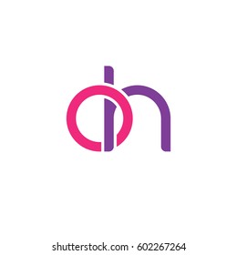 Initial letters oh, round overlapping chain shape lowercase logo modern design pink purple