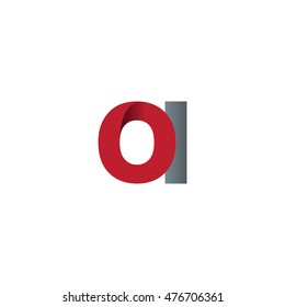 Initial letters OI overlapping fold logo red gray