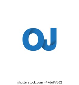 Initial letters OJ overlapping fold logo blue