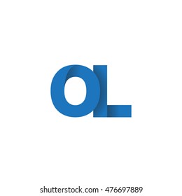 Initial letters OL overlapping fold logo blue