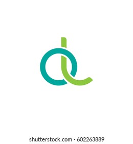 Initial letters ol, round overlapping chain shape lowercase logo modern design modern green
