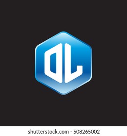 Initial letters OL rounded hexagon shape blue modern logo