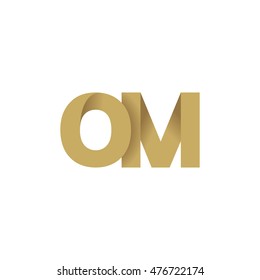 Initial letters OM overlapping fold logo brown gold