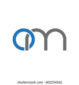 Initial letters om, round overlapping chain shape lowercase logo modern design blue gray