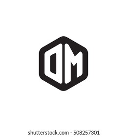Initial letters OM rounded hexagon shape monogram black simple modern logo