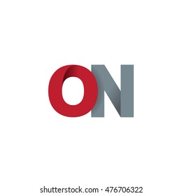 Initial letters ON overlapping fold logo red gray