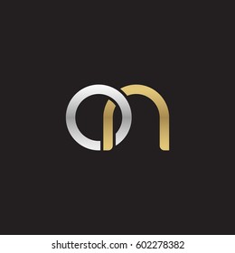 Initial letters on, round overlapping chain shape lowercase logo modern design silver gold