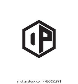 Initial letters OP negative space hexagon shape monogram logo