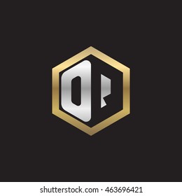 Initial letters OQ negative space hexagon shape logo silver gold
