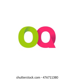 Initial letters OQ overlapping fold logo green magenta