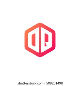 Initial letters OQ rounded hexagon shape red orange simple modern logo