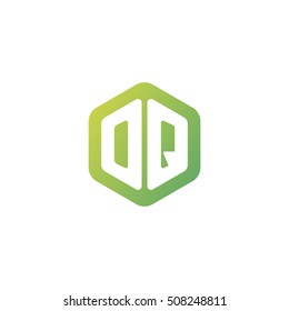 Initial letters OQ rounded hexagon shape green simple modern logo