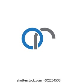 Initial letters or, round overlapping chain shape lowercase logo modern design blue gray
