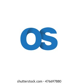 Initial letters OS overlapping fold logo blue