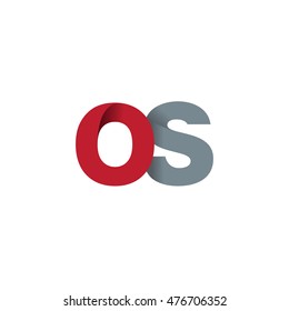 Initial letters OS overlapping fold logo red gray