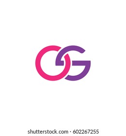 Initial letters os, round overlapping chain shape lowercase logo modern design pink purple