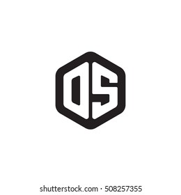 Initial letters OS rounded hexagon shape monogram black simple modern logo