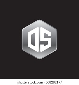 Initial letters OS rounded hexagon shape silver modern logo
