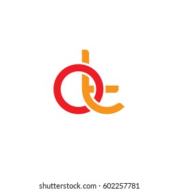 Initial letters ot, round overlapping chain shape lowercase logo modern design red orange