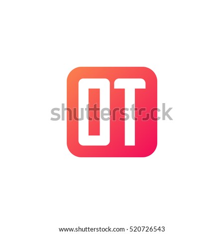 Initial letters OT rounded square shape red orange simple logo