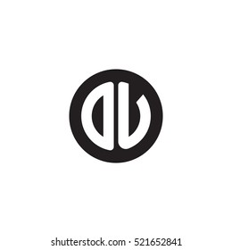 Initial letters OU circle shape monogram black simple logo