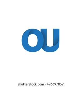 Initial letters OU overlapping fold logo blue