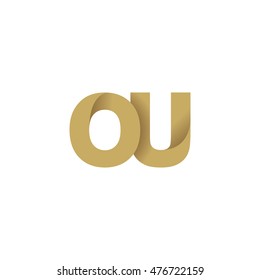 Initial letters OU overlapping fold logo brown gold