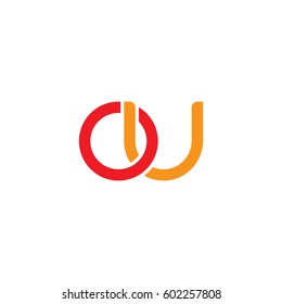 Initial letters ou, round overlapping chain shape lowercase logo modern design red orange