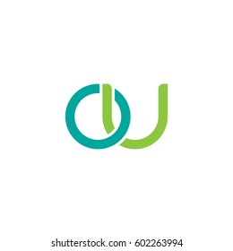 Initial letters ou, round overlapping chain shape lowercase logo modern design modern green