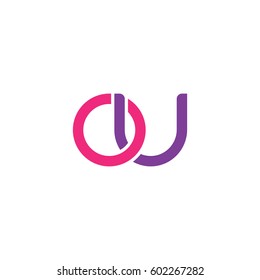 Initial letters ou, round overlapping chain shape lowercase logo modern design pink purple