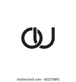 Initial letters ou, round overlapping chain shape lowercase logo modern design monogram black