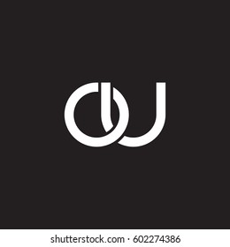 Initial letters ou, round overlapping chain shape lowercase logo modern design white black background