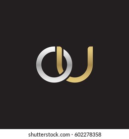 Initial letters ou, round overlapping chain shape lowercase logo modern design silver gold