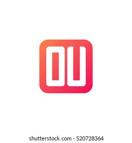 Initial letters OU rounded square shape red orange simple logo