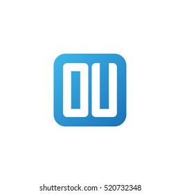 Initial letters OU rounded square shape blue simple logo