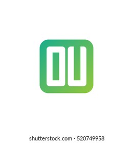 Initial letters OU rounded square shape green simple logo