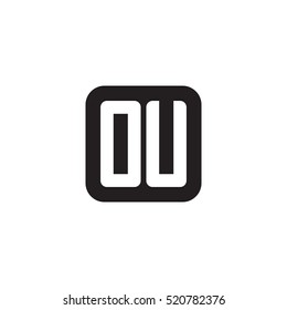 Initial letters OU rounded square shape monogram black simple logo