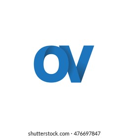 Initial letters OV overlapping fold logo blue
