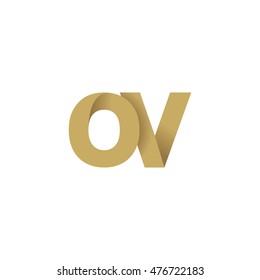 Initial letters OV overlapping fold logo brown gold
