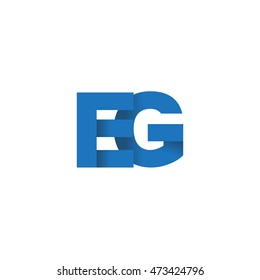 Initial letters EG overlapping fold logo blue