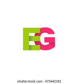 Initial letters EG overlapping fold logo green magenta